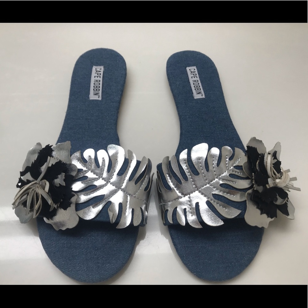 Cape Robbin Blue & Silver Slip On Sandals